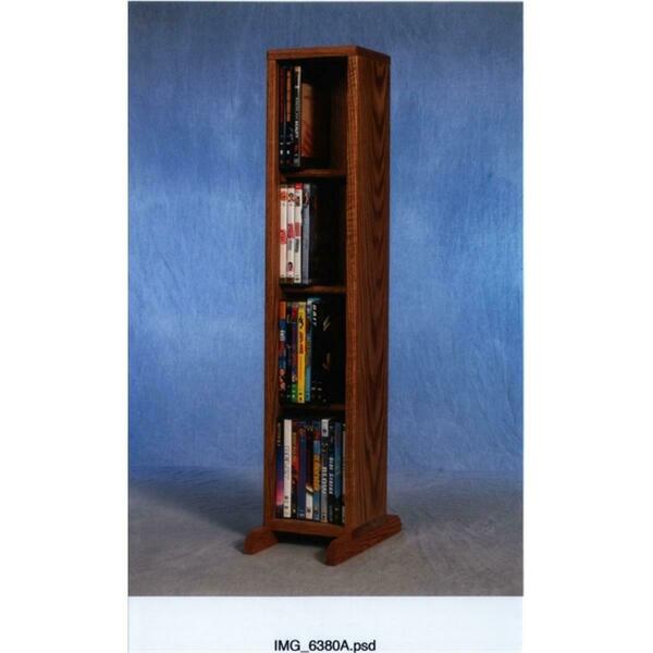 Wood Shed Solid Oak 4 Row Dowel DVD Cabinet Tower 415